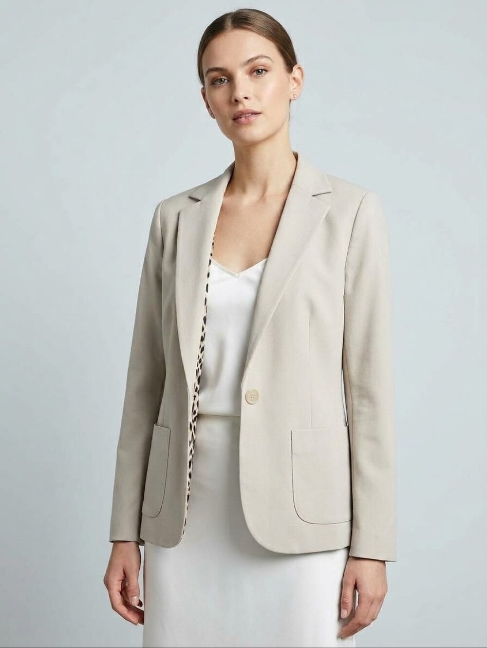 Vintage Y2K Teenflo Judith & Charles Beige Tailored Blazer Jacket Size 10